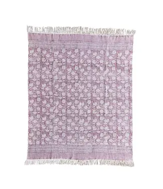 Handloom Cotton Throw,  Blush Floral Print