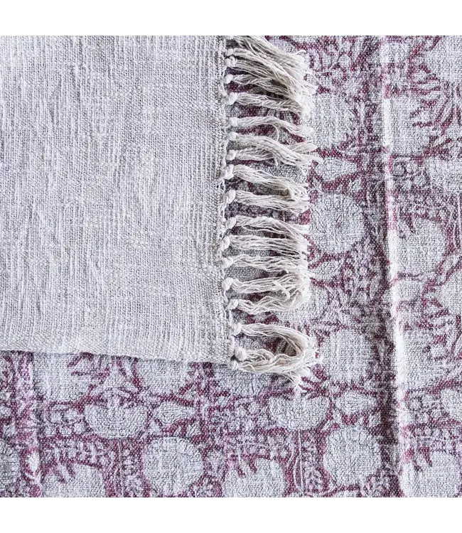Handloom Cotton Throw,  Blush Floral Print