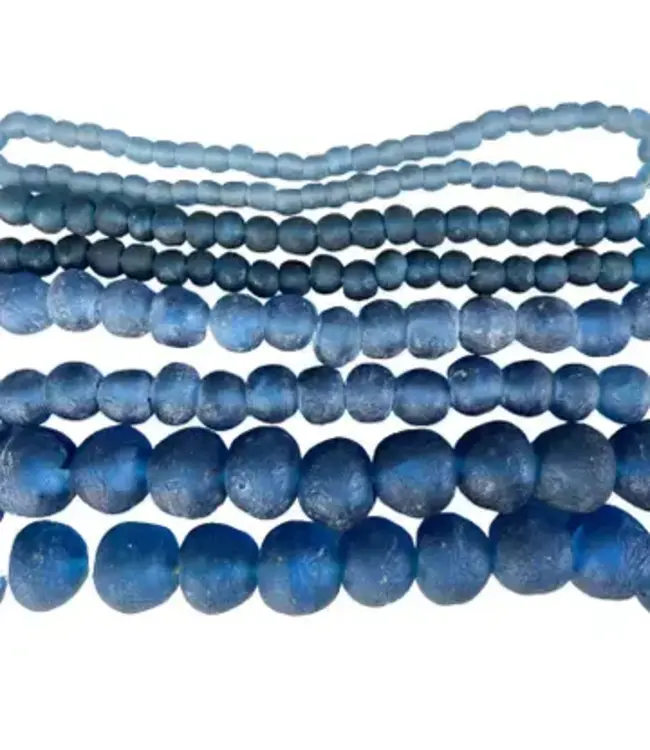 Recycled Glass Beads, XS Blue