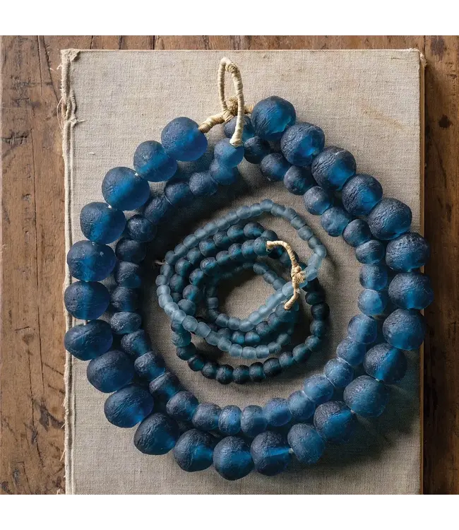 Recycled Glass Beads, XS Blue