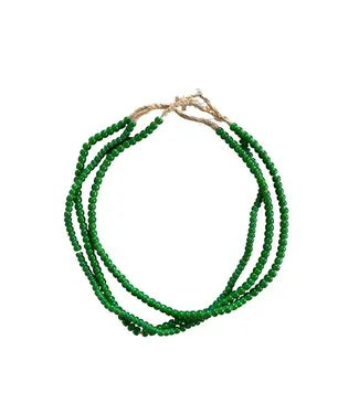 White Heart Glass Beads, Green