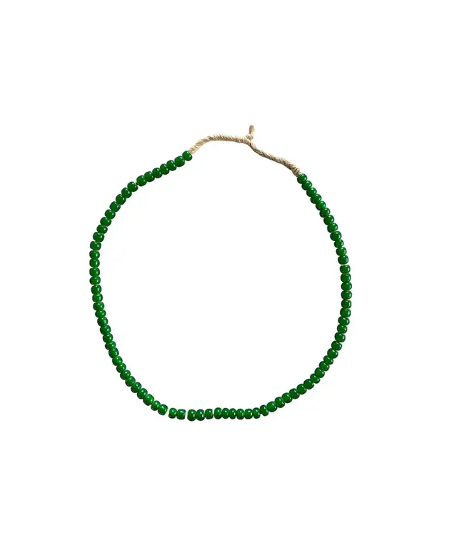 White Heart Glass Beads, Green
