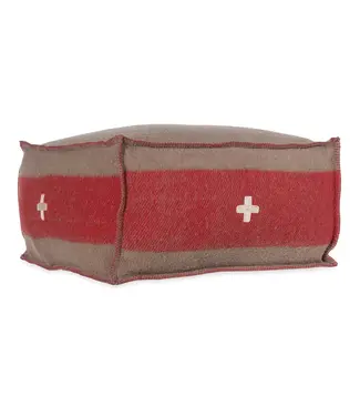 Swiss Army Pouf 24X24X13 Brown/Red UNSTUFFED