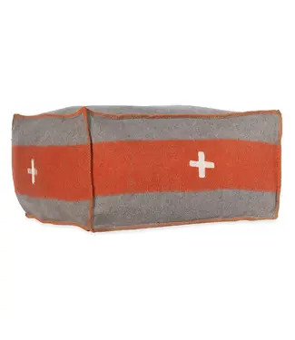 Swiss Army Pouf 24X24X13 Grey/Orange UNSTUFFED