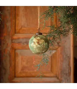 Spruce Antique Finished Glass 4" Ball Ornament