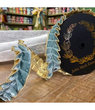 John Mark Enterprises JME Aqua Velvet Pleated Metallic Dupion DBL Fused 1.5x10yd