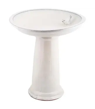 Ceramic Bird Bath on Pedestal White