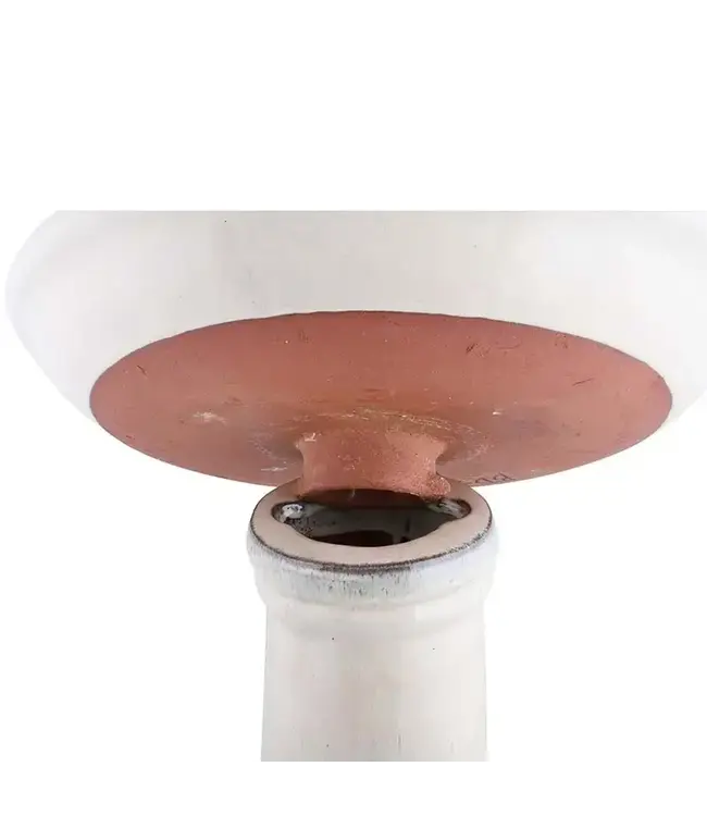 Ceramic Bird Bath on Pedestal White