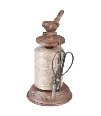Garden Twine Holder & Scissors, Cast Iron, Antique Brown
