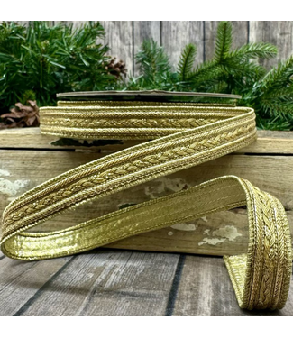 d. stevens .75 x 10yds metallic dupion braid trim, gold