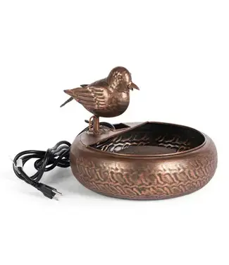 Folk Art Little Bird Fountain, Antiqued Copper