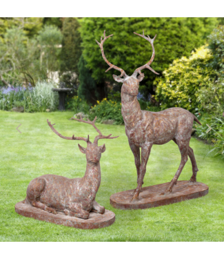 Cast Iron Estate Stags, Set of 2