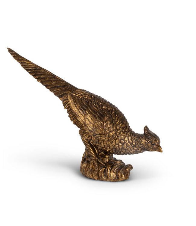 Bronze Resin Tabletop Pheasant, 13.6"L