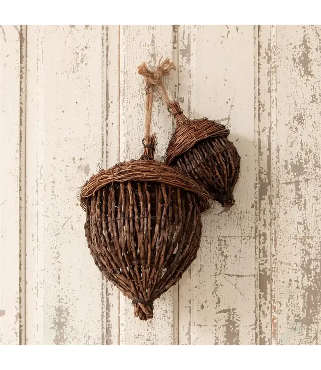 Hand-Woven Grapevine Acorns (Set of 02)