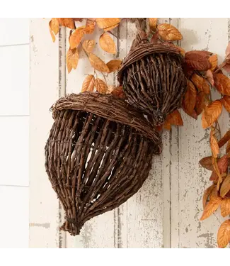 Hand-Woven Grapevine Acorns (Set of 02)