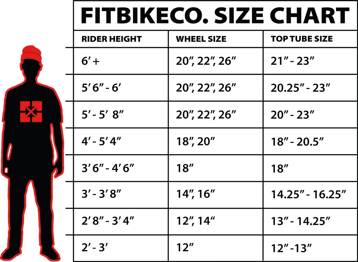 BMX Bike Sizing Guide - SD Wheel Works