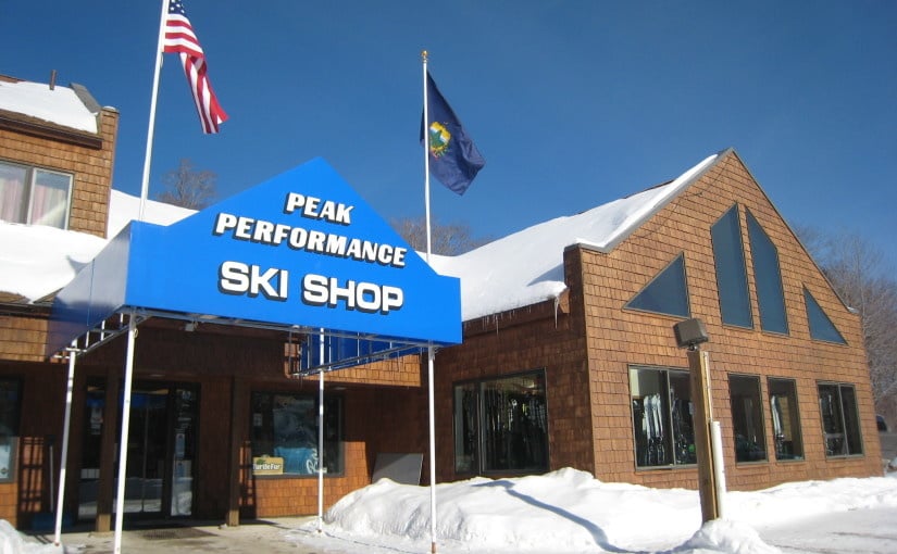 Front of Peak Performance Ski Shop, a ski rental and ski tuning store in Killington, Vermont