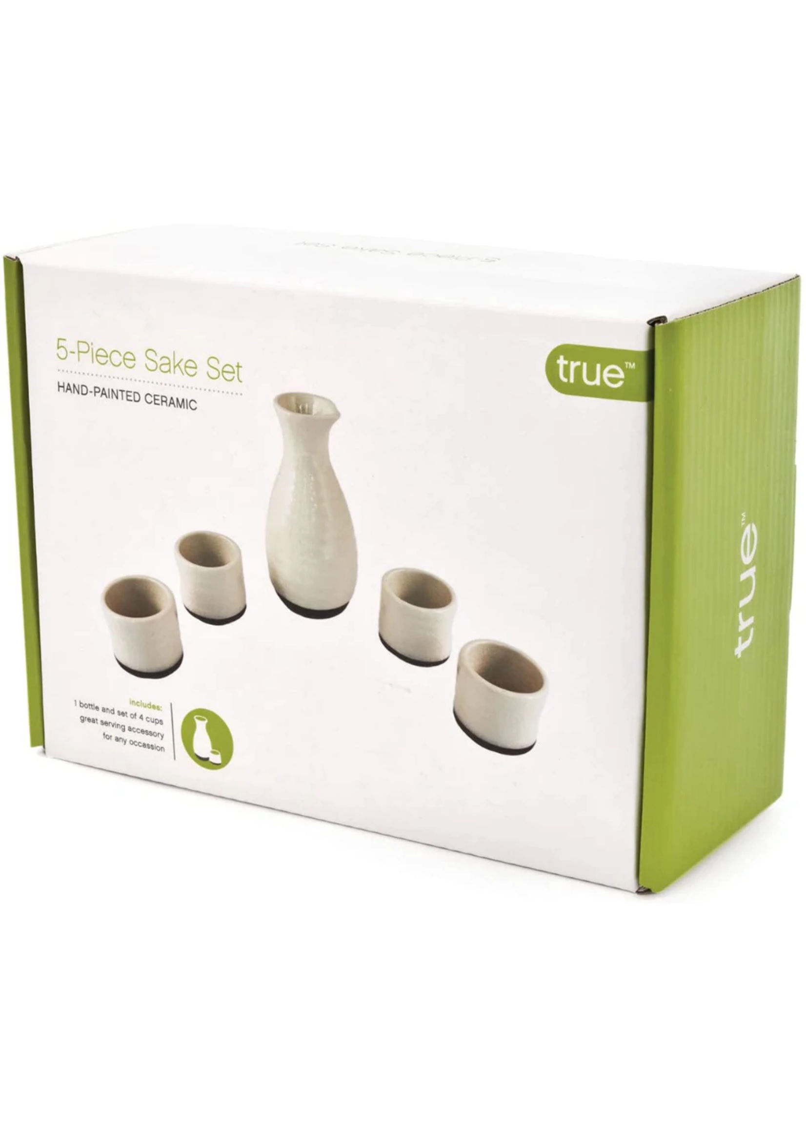 Sake Set Hand Painted 4 3.5oz Cups 8oz Carafe