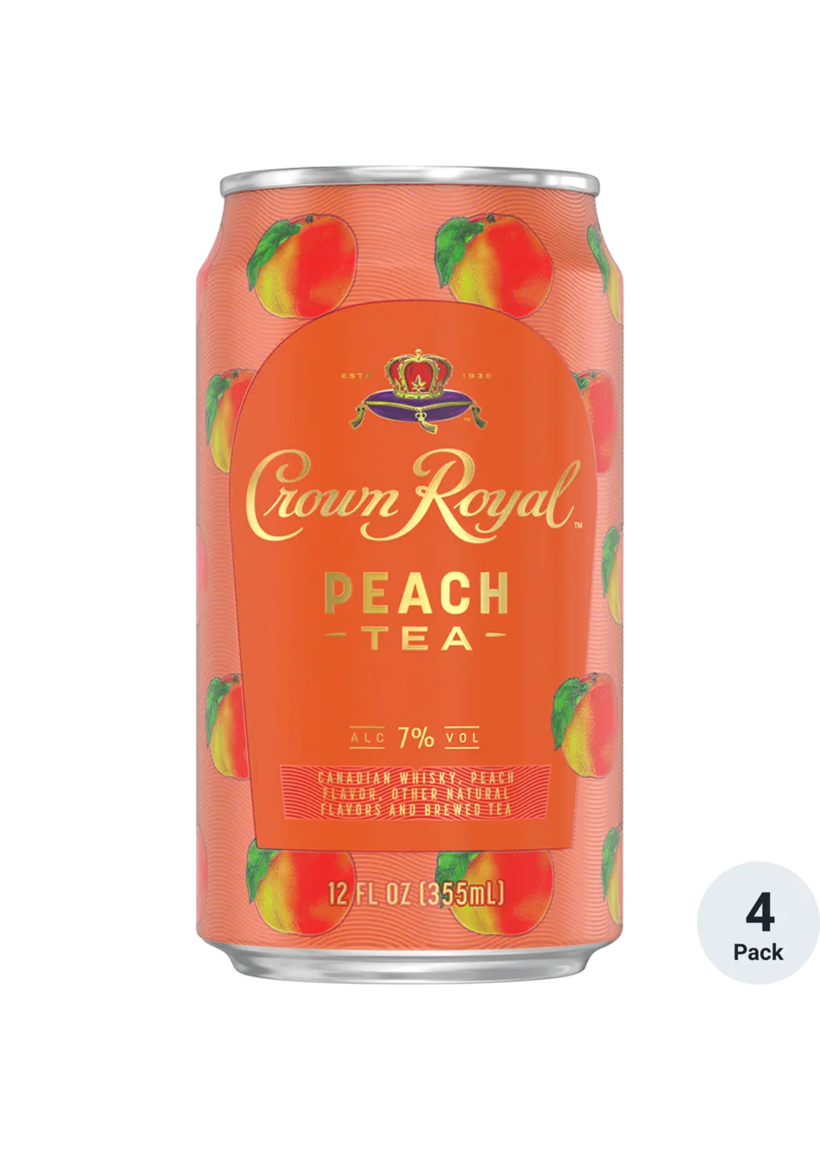 CROWN ROYAL CKTL PEACH TEA CAN4PK 355ML