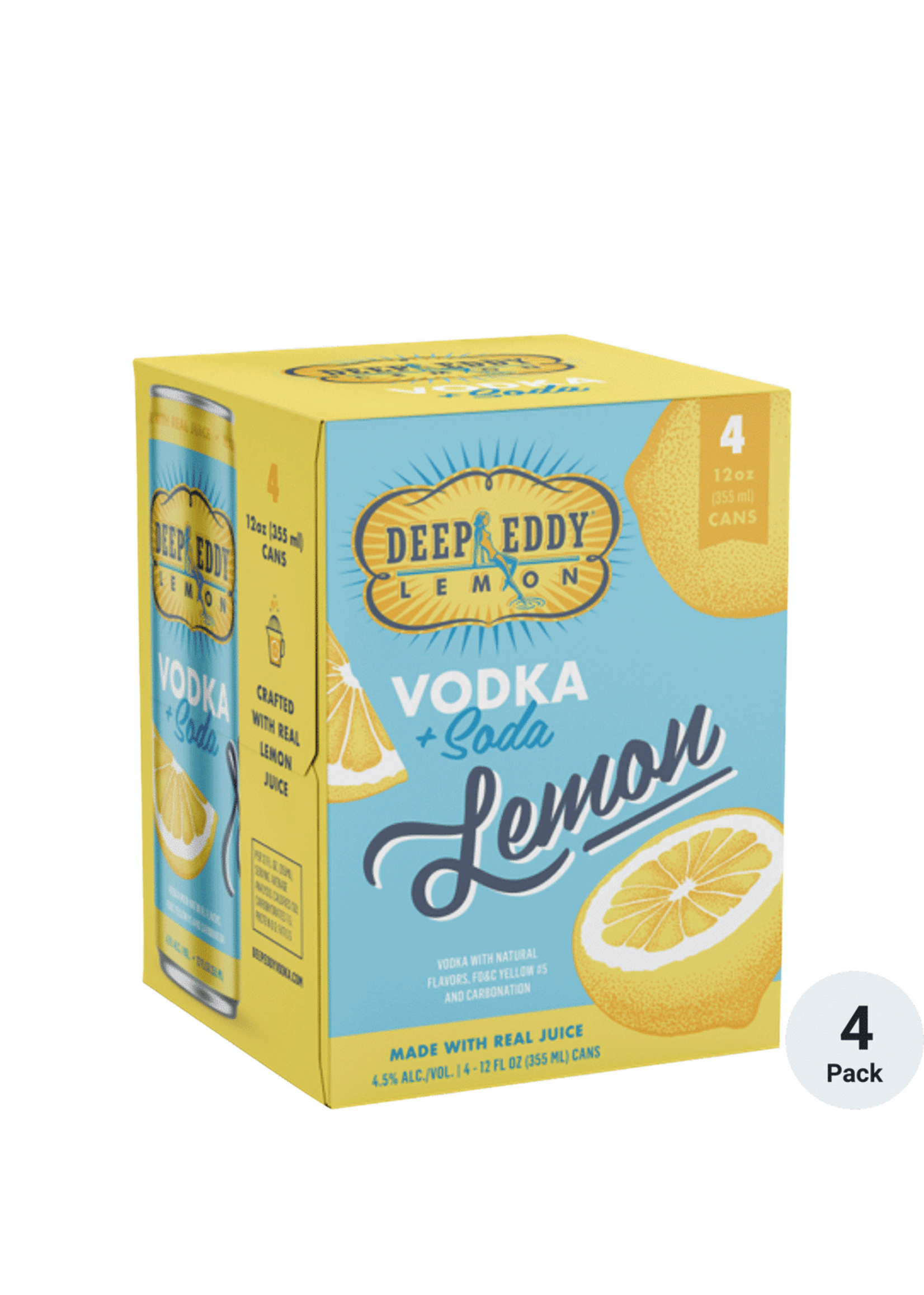 Deep Eddy RTD Lemon Vodka Soda 9Proof 4pk 12oz Cans