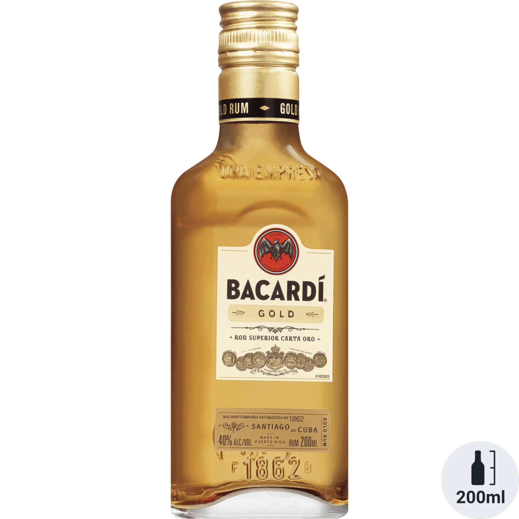 Bacardi Bacardi Gold Rum 80Proof 200ml