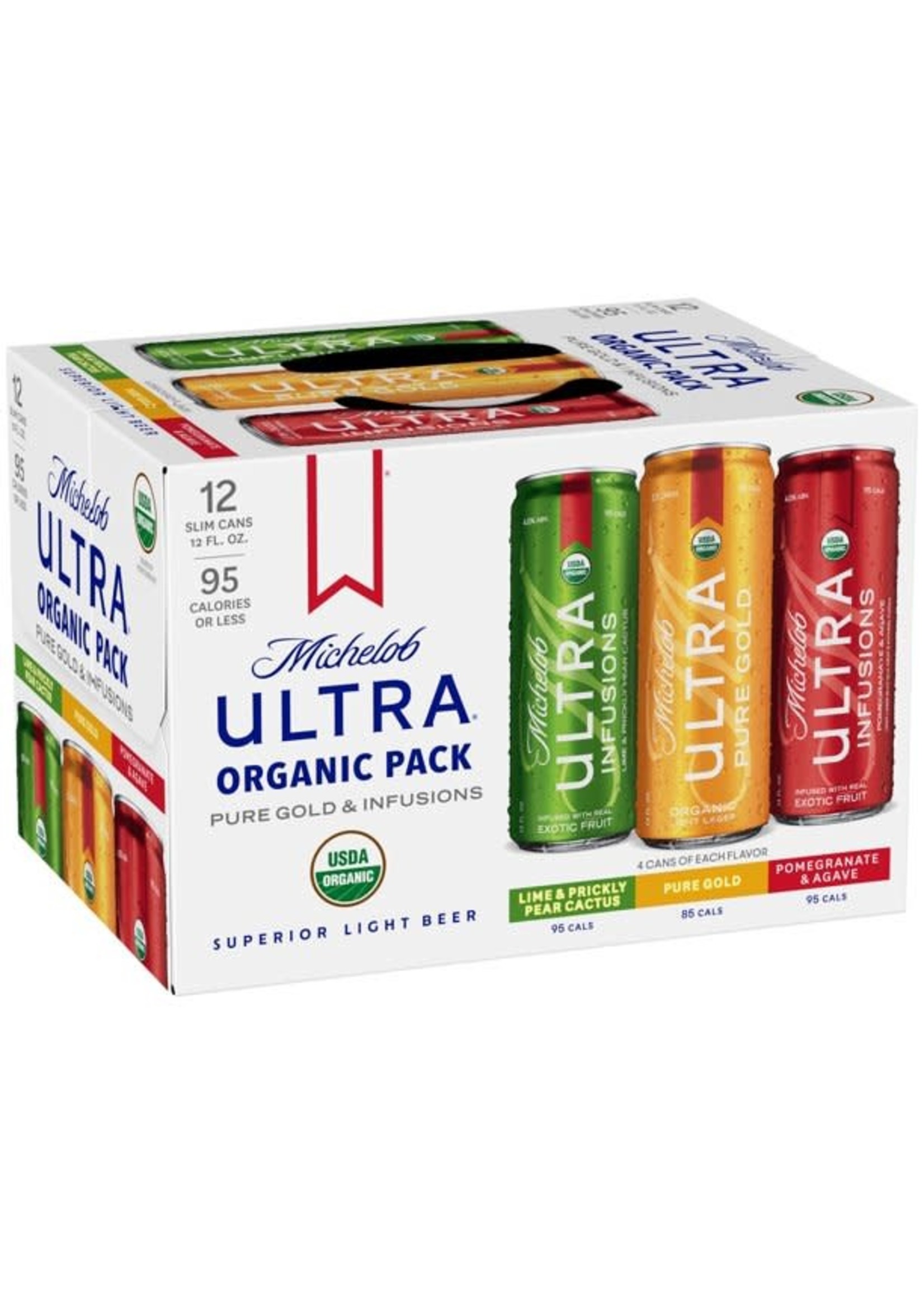 Michelob Ultra Organic Pack Pure Gold & Fusions 12pk 12oz Cans