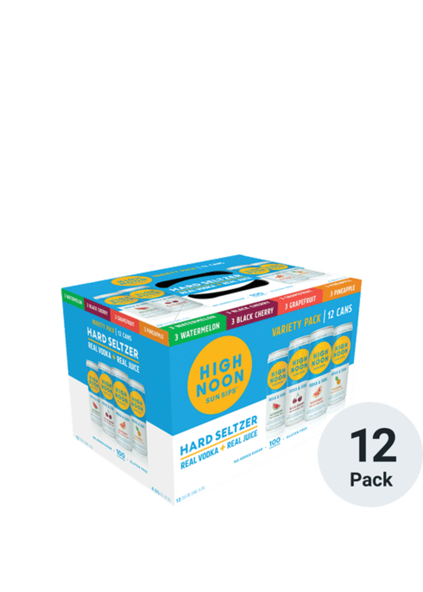 High Noon High Noon Variety Pk Vodka & Soda Combo 3 Each Grapefruit, Pineapple, Black Cherry & Watermelon 9Proof 12pk 12oz Cans