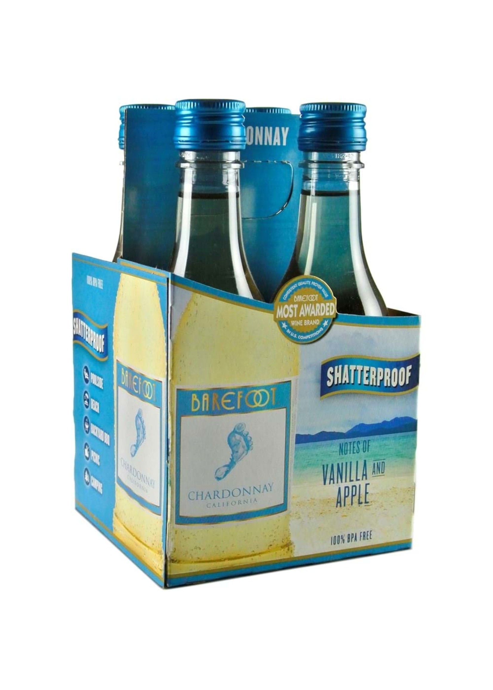 Barefoot Chardonnay Vanilla & Apple Pet 4pk 187ml