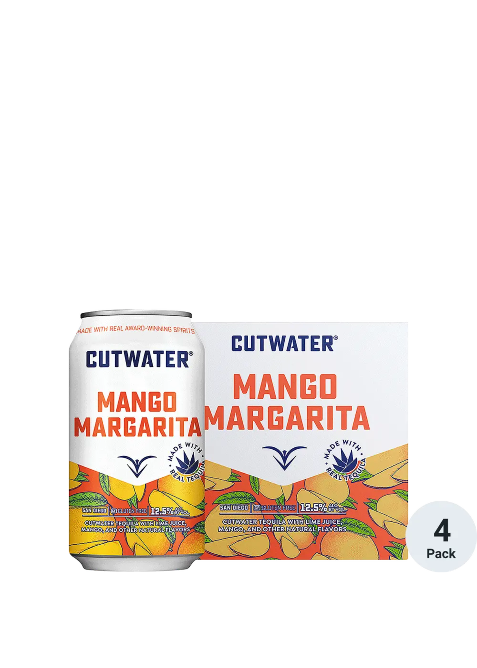 Cutwater Cocktail Mango Margarita 25Proof 4pk 12oz Cans