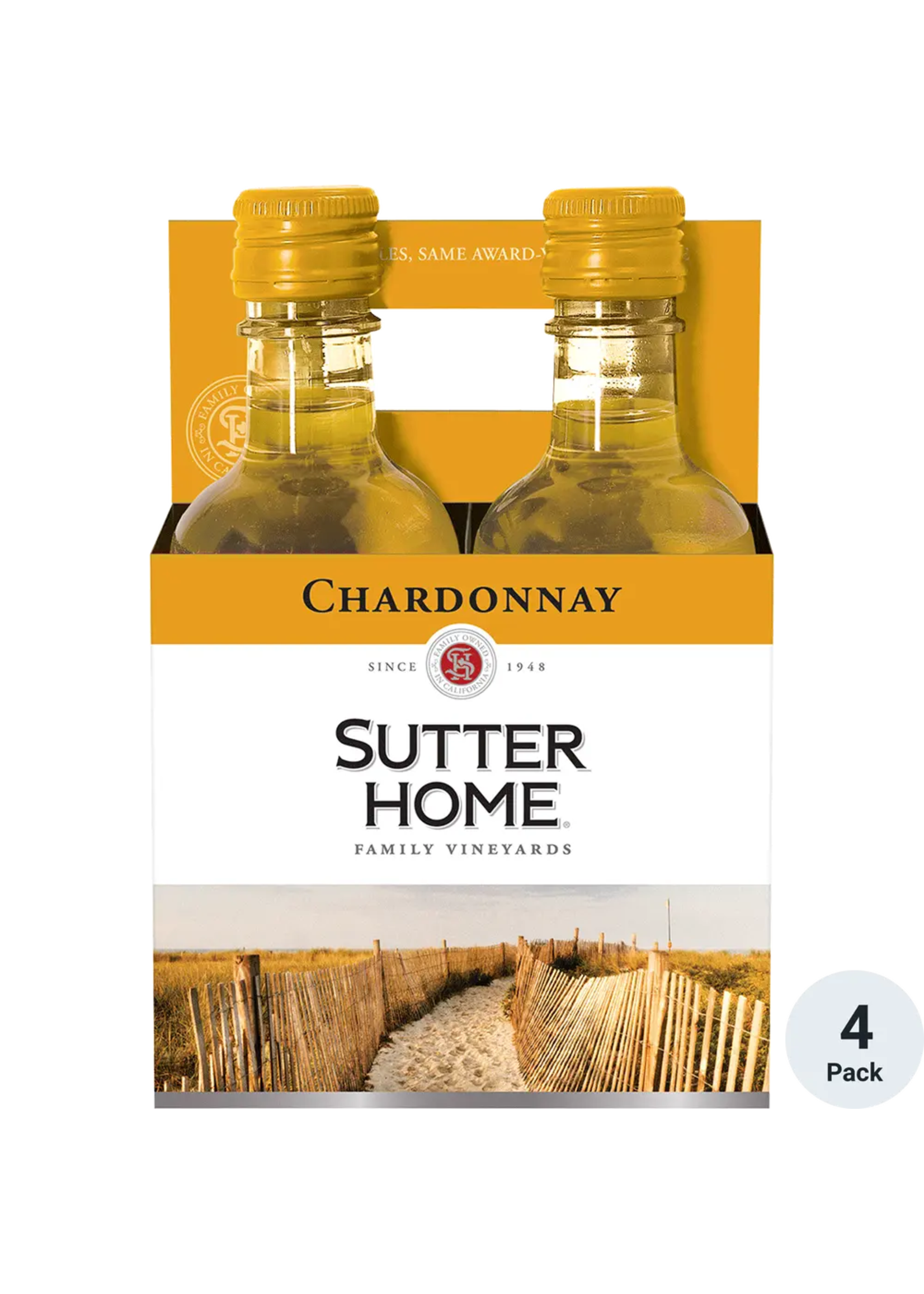 Sutter Home Chardonnay Pet 4pk 187ml Bottles