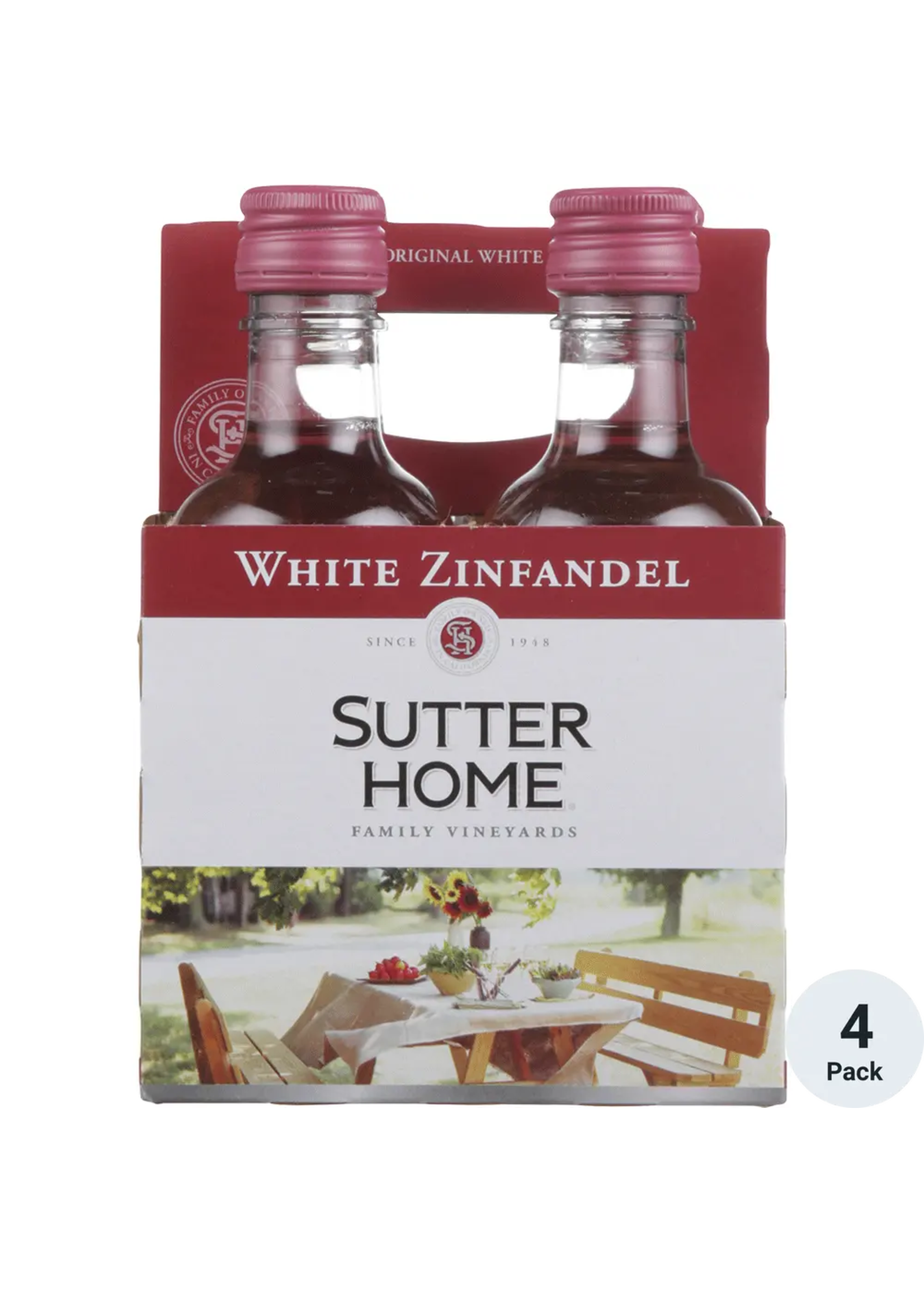 Sutter Home White Zinfandel Pet 4pk 187ml Bottles