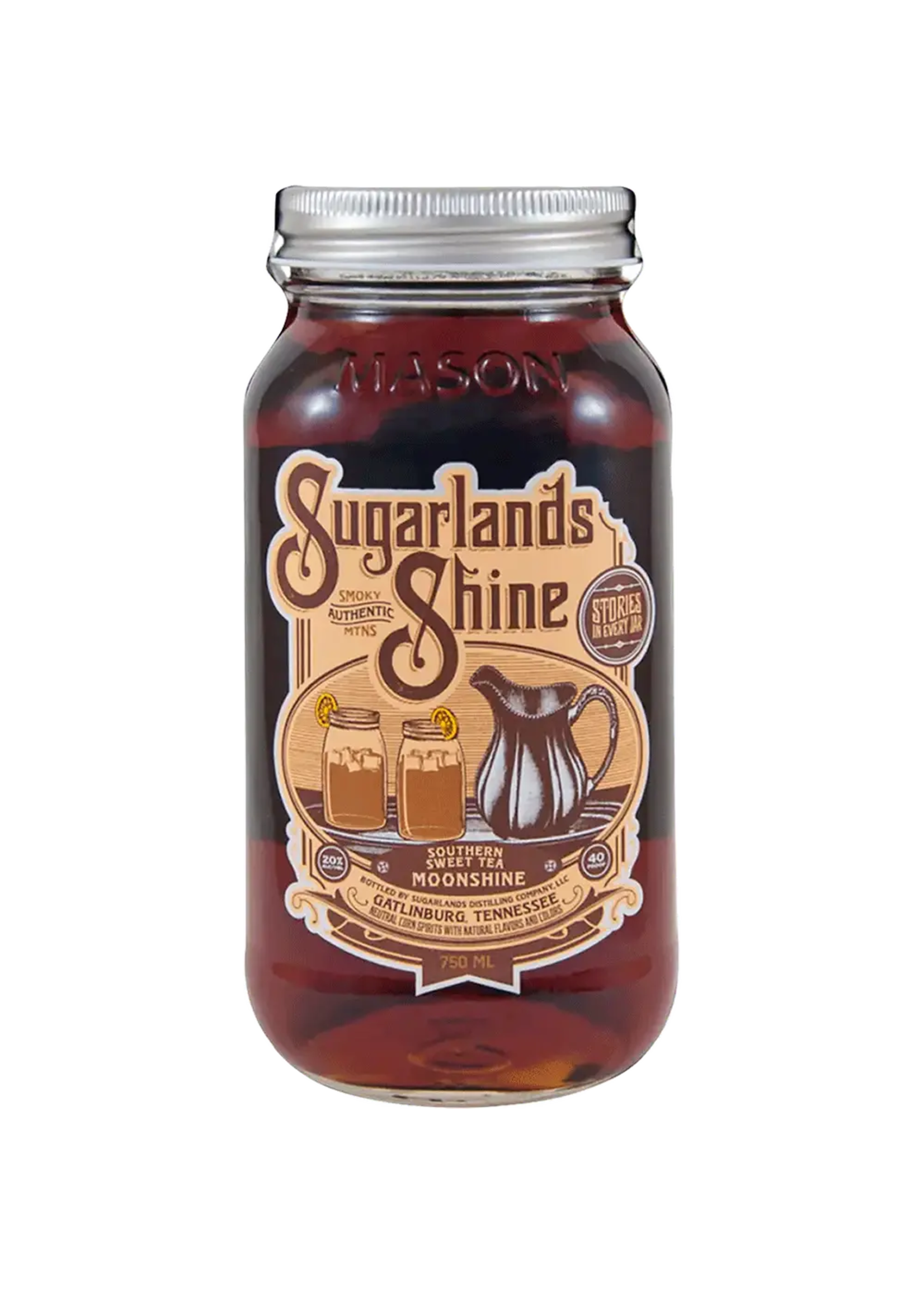 Sugarlands Moonshine & Sippin Cream Sugarlands Shine Chipper Jones Sweet Tea Moonshine 40Proof Jar 750ml