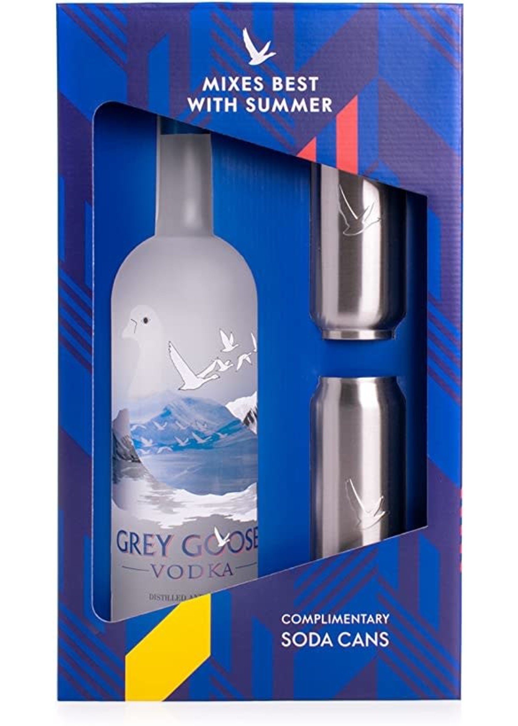 Grey Goose Vodka Grey Goose Vodka W/ 2 Cans & Lids 80Proof 1.75 Ltr