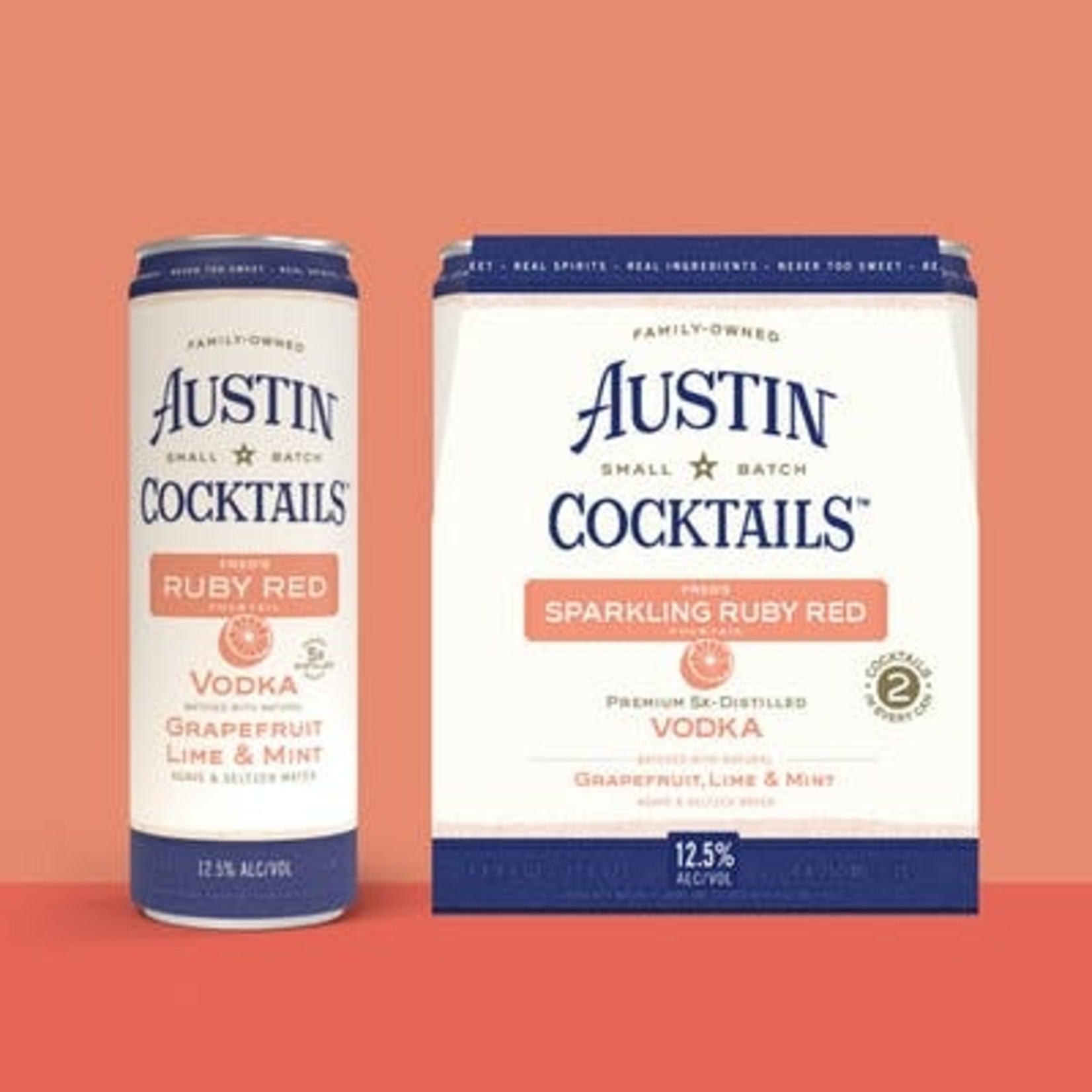 Austin Cocktails Sparkling Ruby Red Cocktail Grapefruit, Lime & Mint 25Proof 4pk 12oz Cans