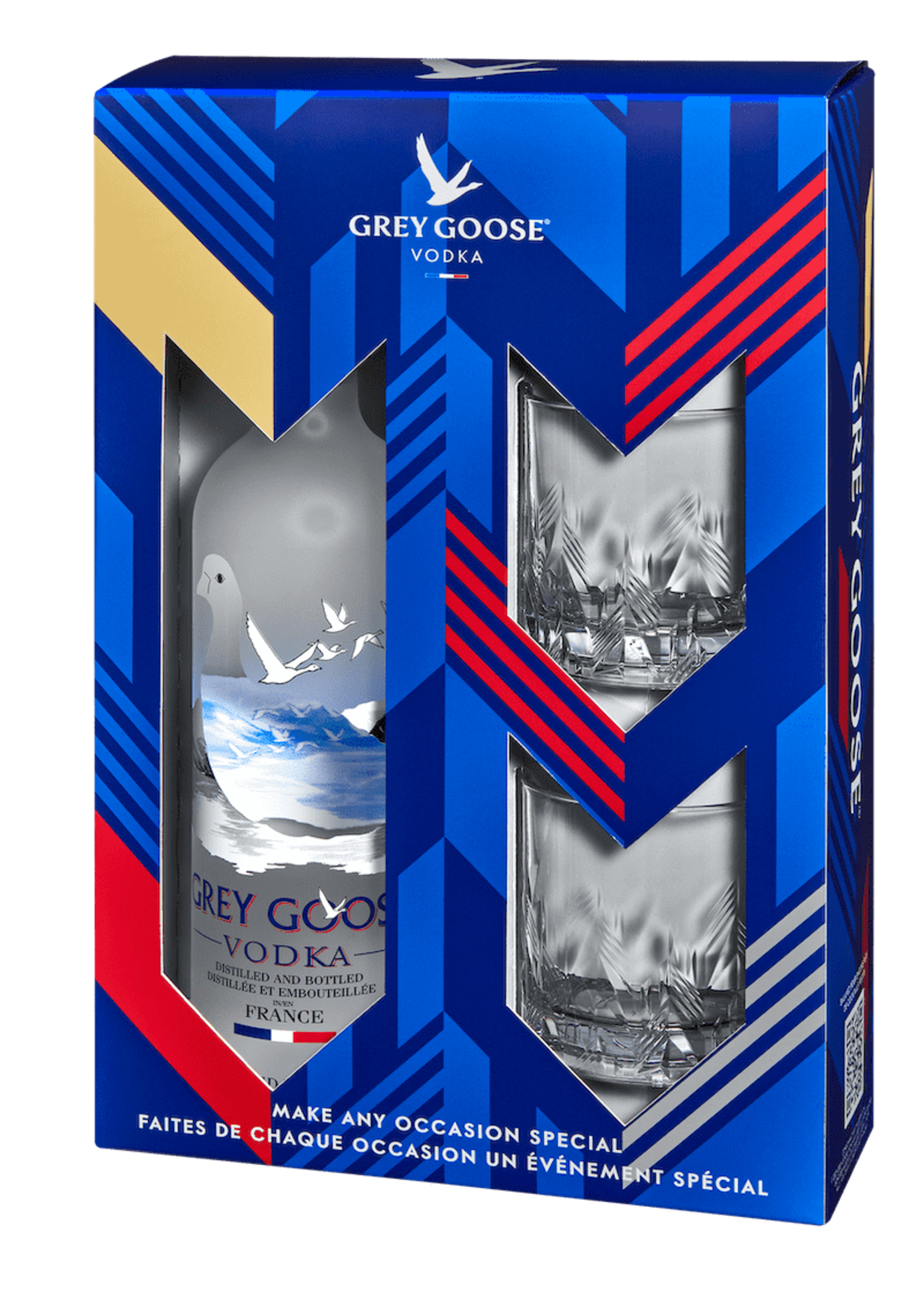 Grey Goose Vodka W/ 2 Rock Glasses 80Proof 1.75 Ltr