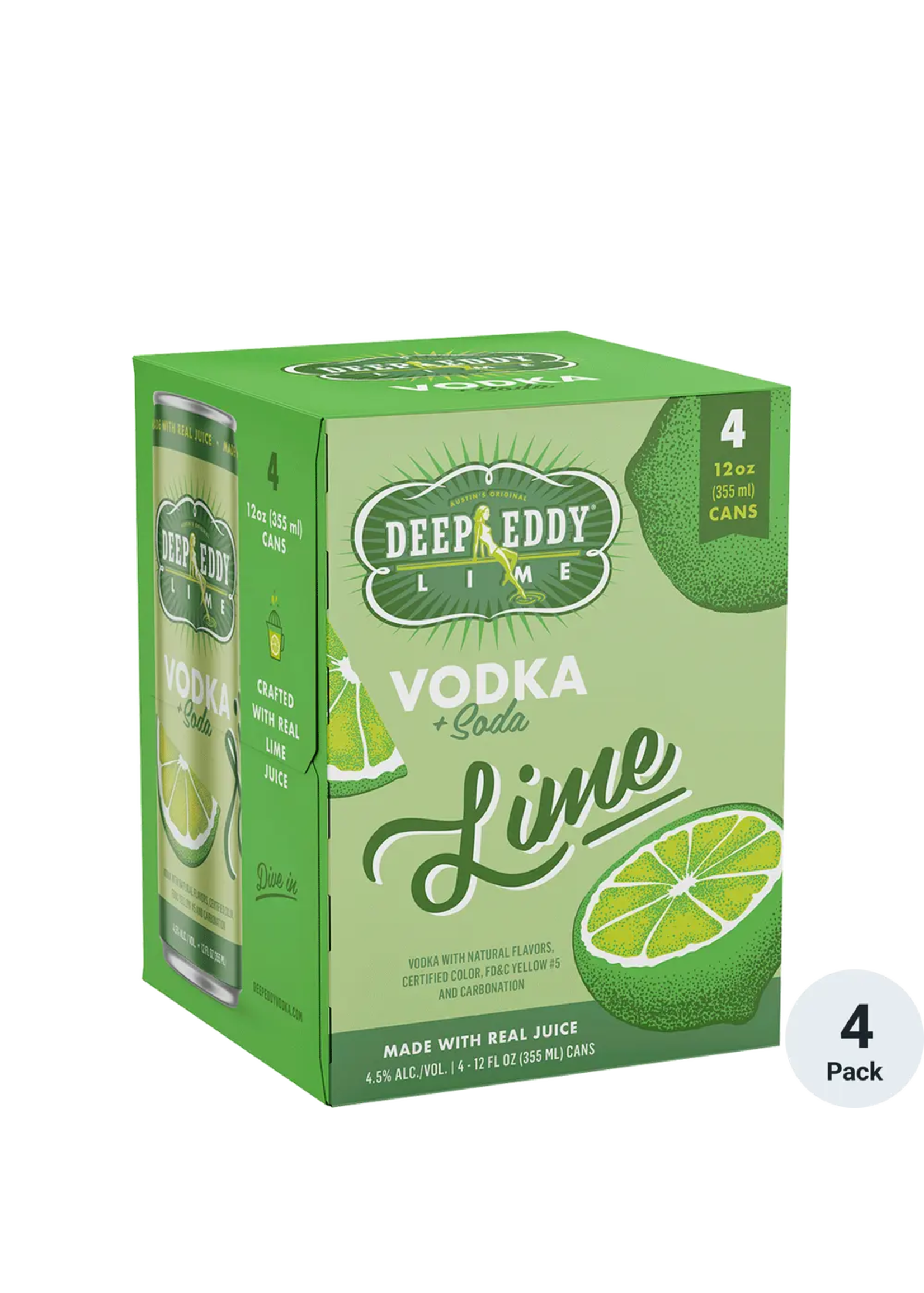 Deep Eddy RTD Lime Vodka Soda 9Proof 4pk 12oz Cans