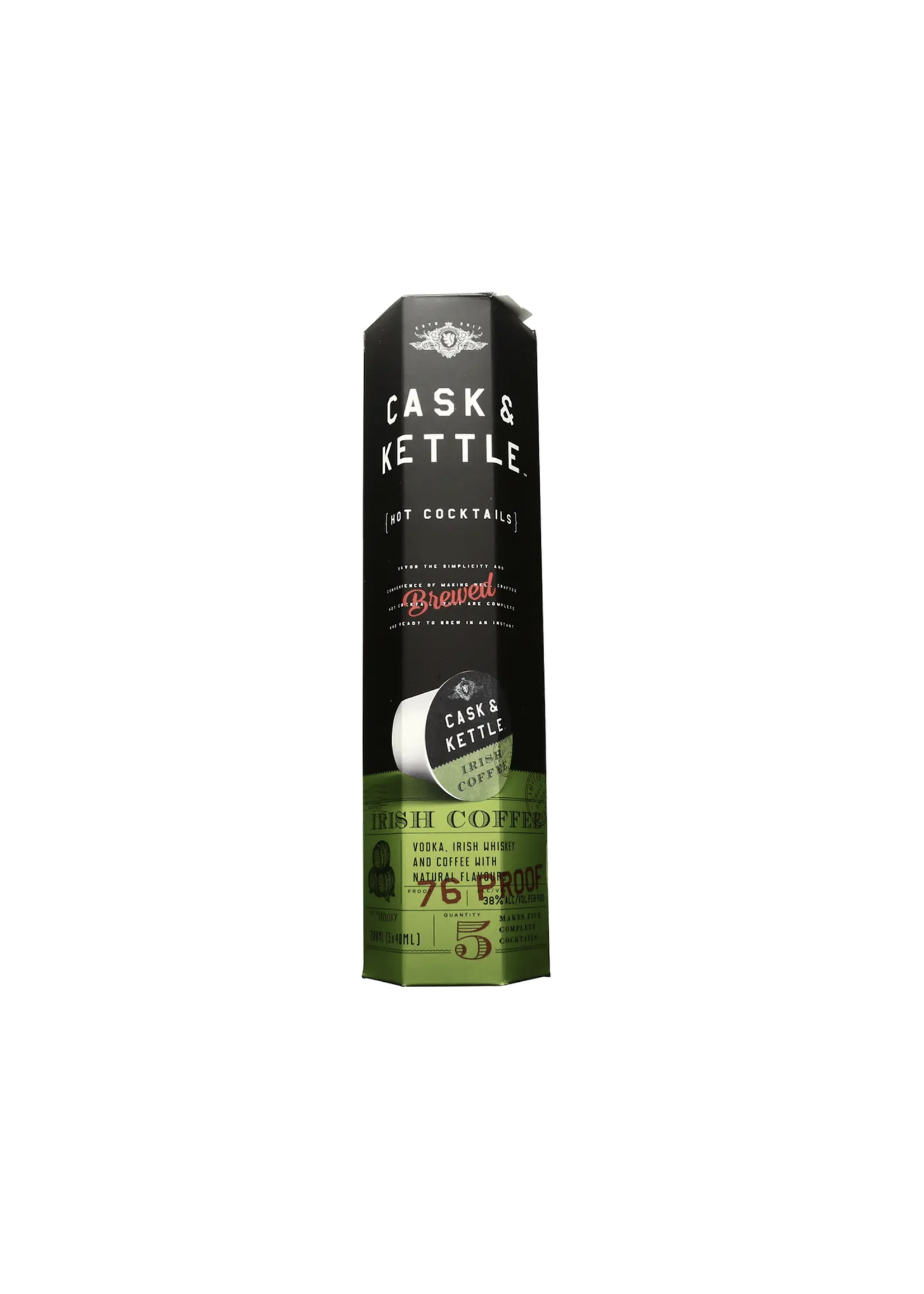 Cask & Kettle Irish Coffee 76Proof 5x40ml Pod