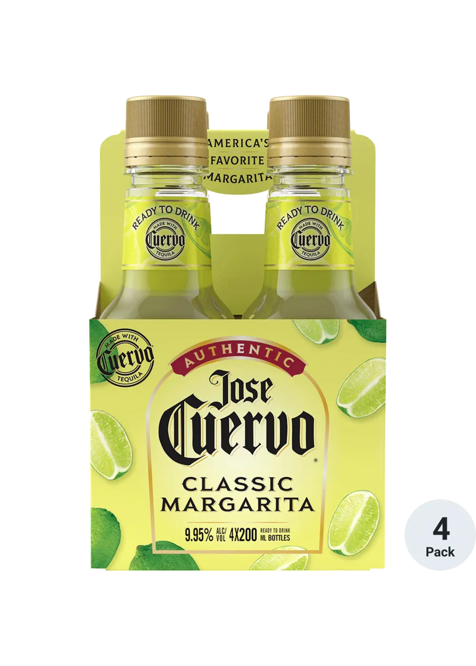 Jose Cuervo RTD Authentic Lime Margarita 19.9Proof Pet 4pk 200ml Bottles