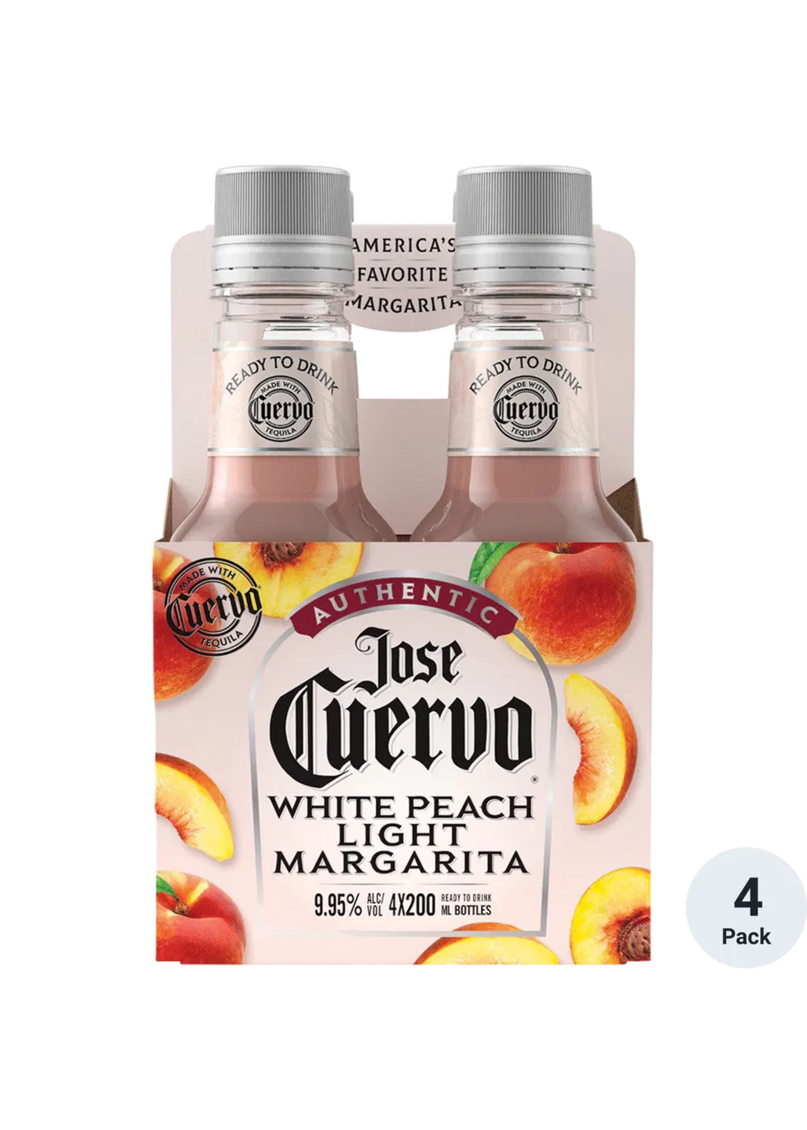 Jose Cuervo RTD Authentic White Peach Margarita 19.9Proof Pet 4pk 200ml Bottles