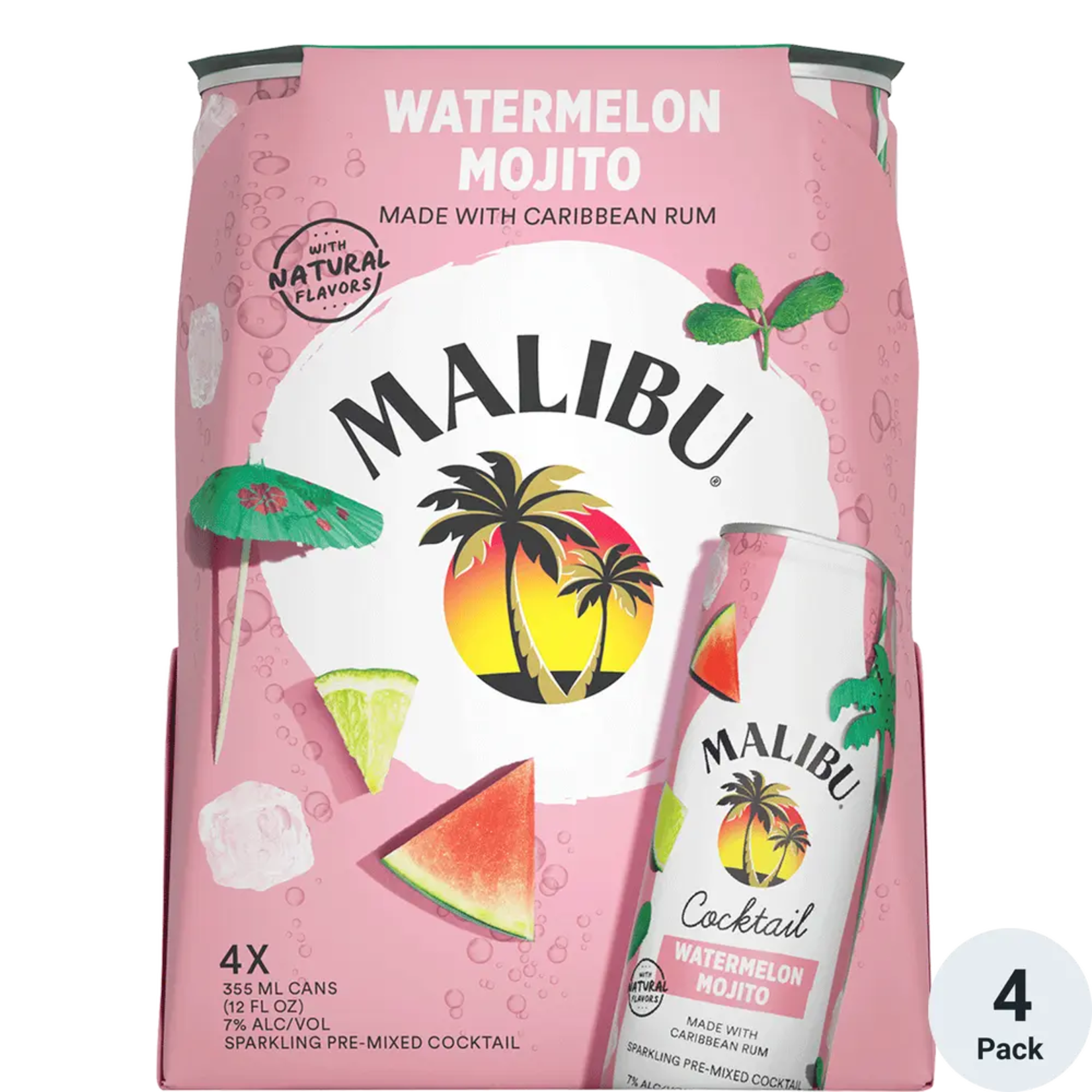 Malibu RTD Cocktail Watermelon Mojito 14Proof 4pk 12oz Cans