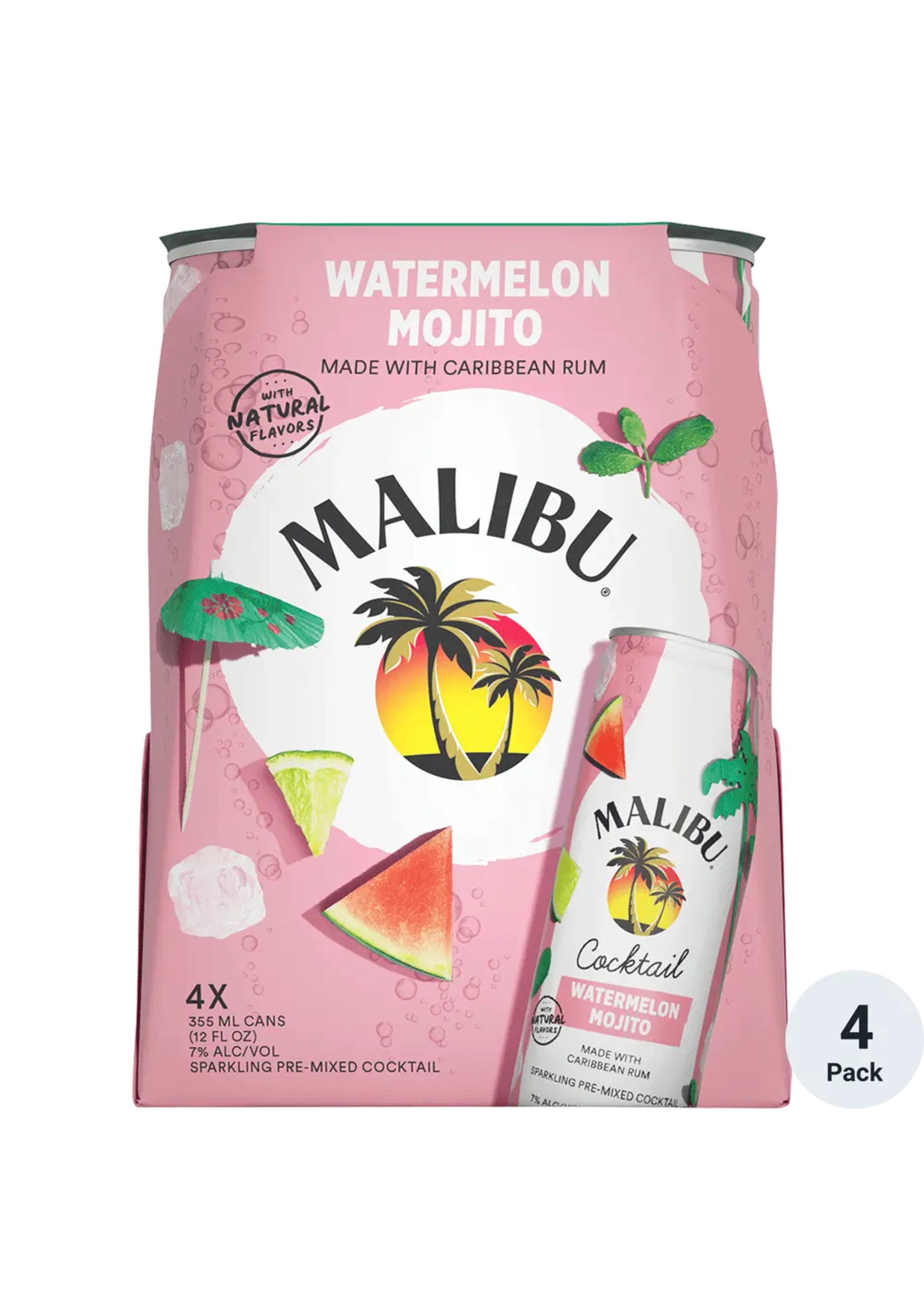 Malibu RTD Cocktail Watermelon Mojito 14Proof 4pk 12oz Cans
