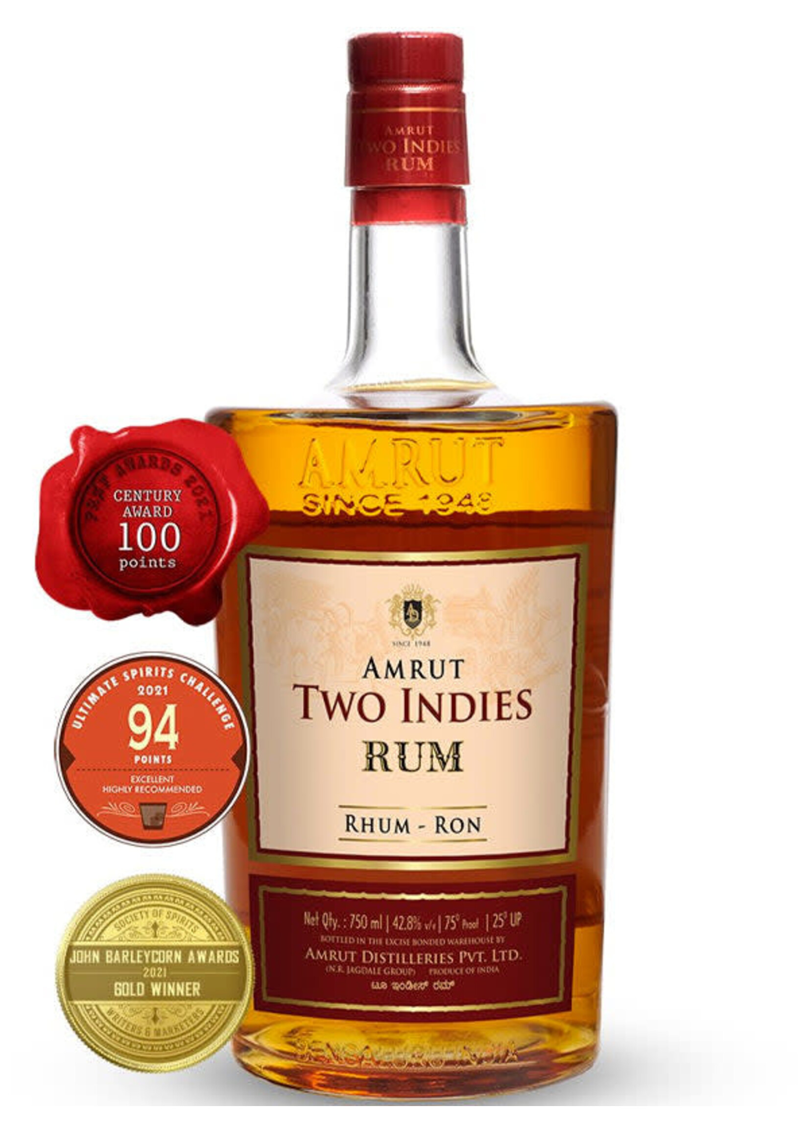 Amrut Two Indies Rum Rhum-Ron 85.6Proof 750ml