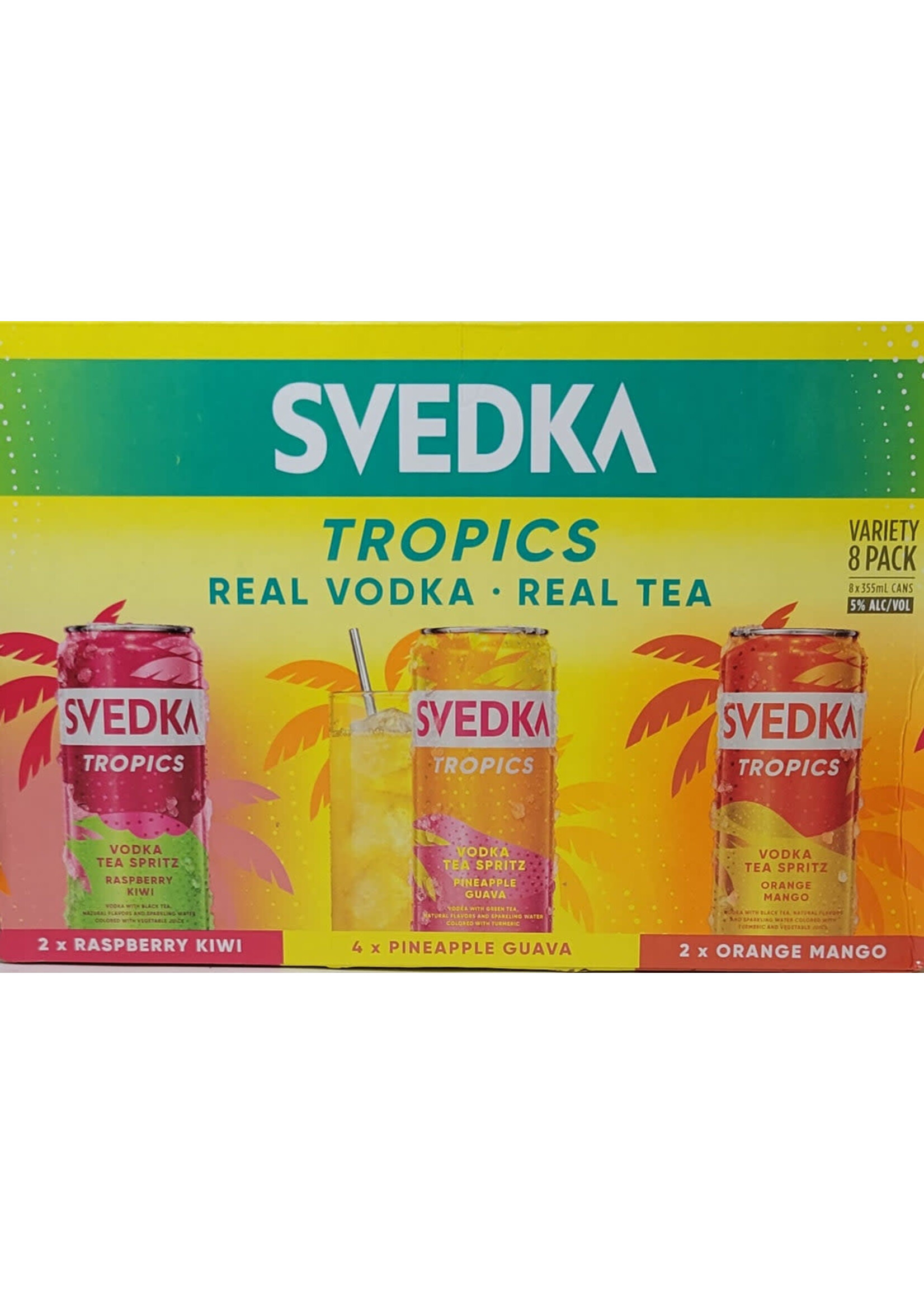 Svedka Vodka Svedka RTD Tropics Vodka Tea Spritz Cocktail Combo 2-Orange Mango, 3- Pineapple Guava & Raspberry Kiwi 10Proof 8Pk 12oz Cans