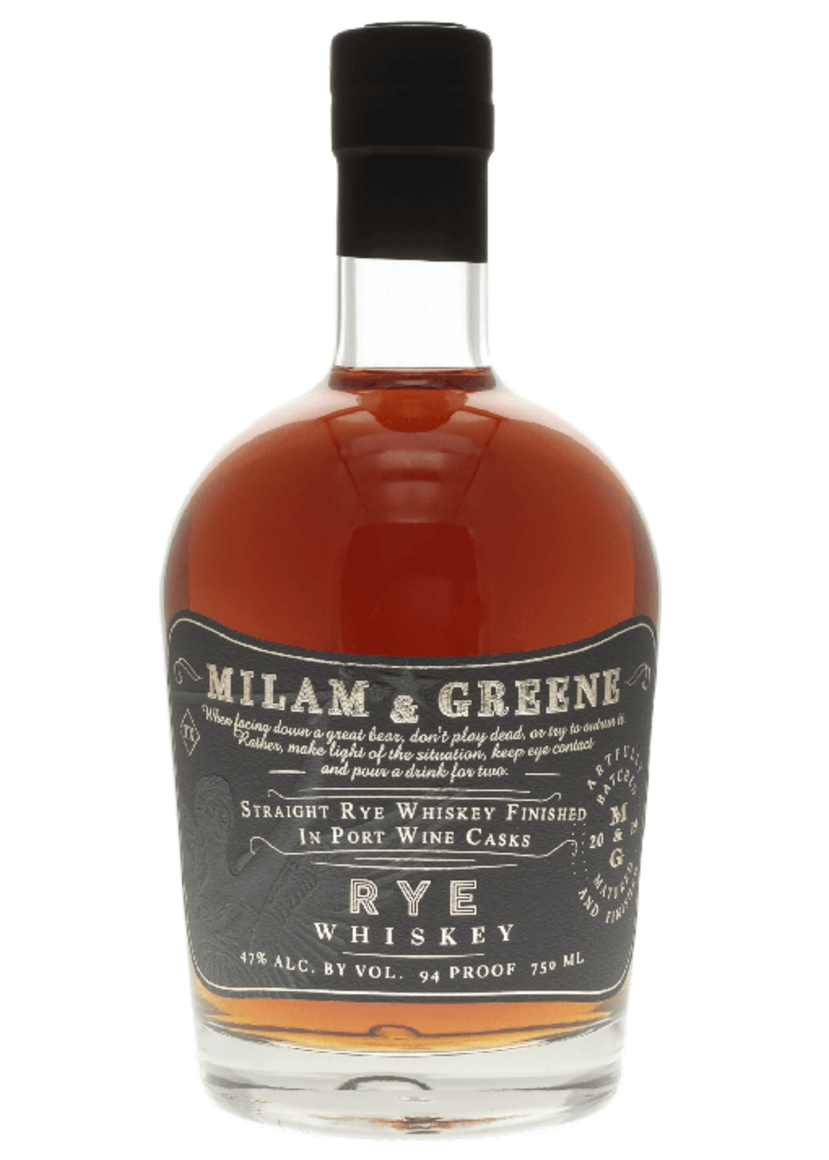 Milam & Greene Straight Rye Port Cask Whiskey 94Proof 750ml