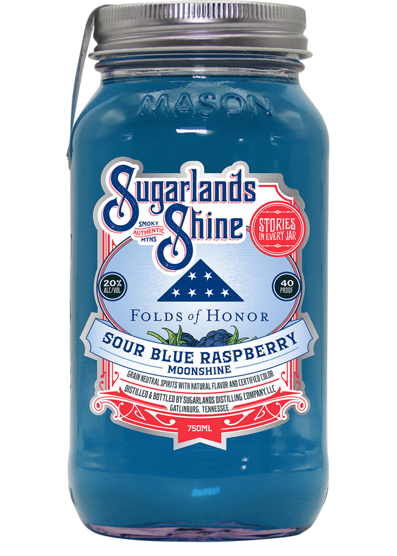 Sugarlands Moonshine & Sippin Cream Sugarlands Shine Sour Blue Raspberry 80Proof Jar 750ml