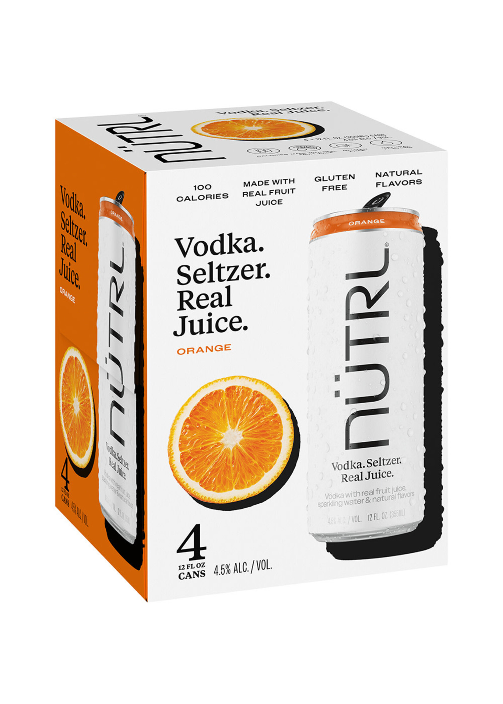 Nutrl Orange Flavored Vodka Seltzer 9.0Proof 4pk 12oz Cans