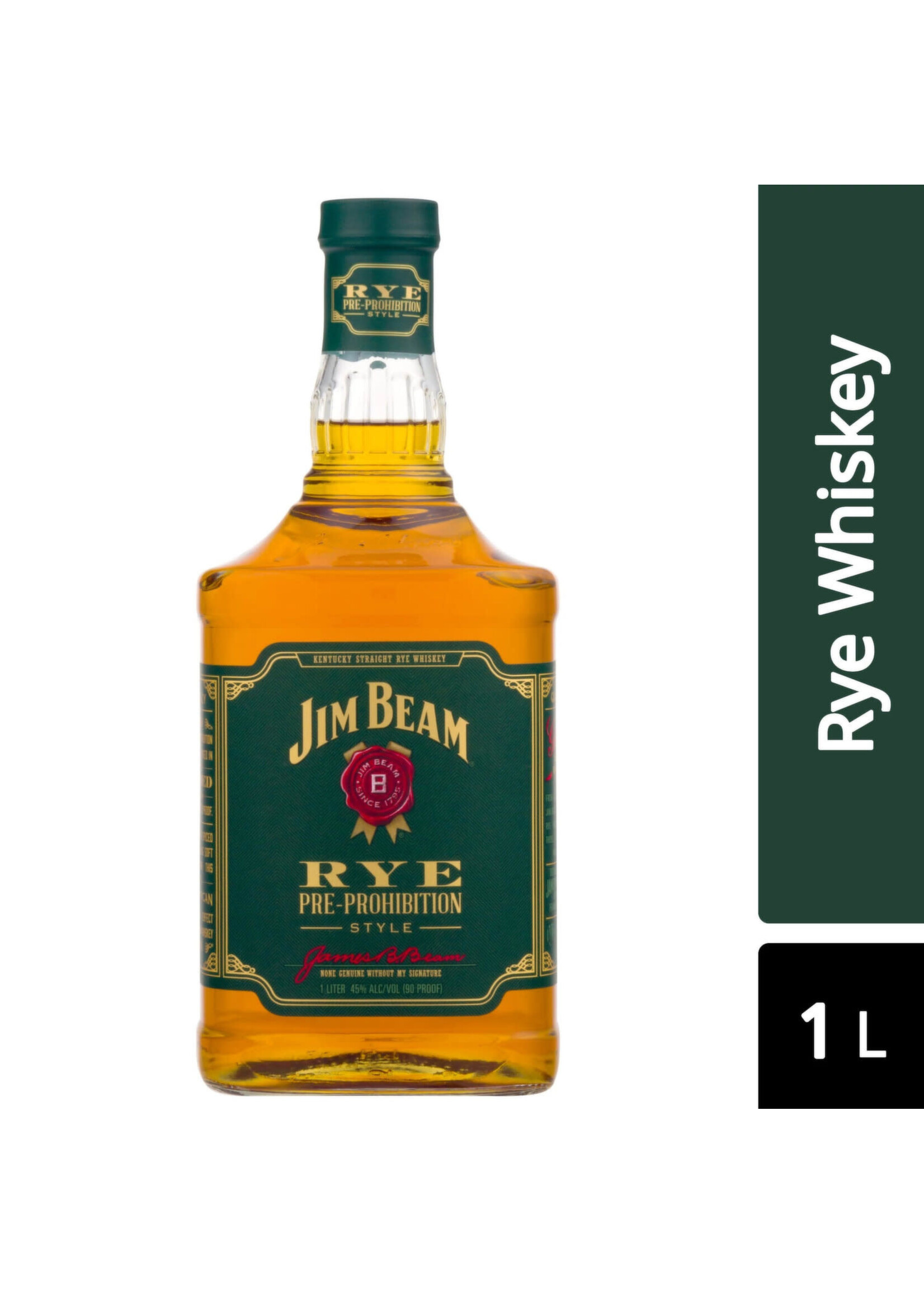 Jim Beam Straight Rye Whiskey Pre Prohibition Style Rye 90Proof 1 Ltr