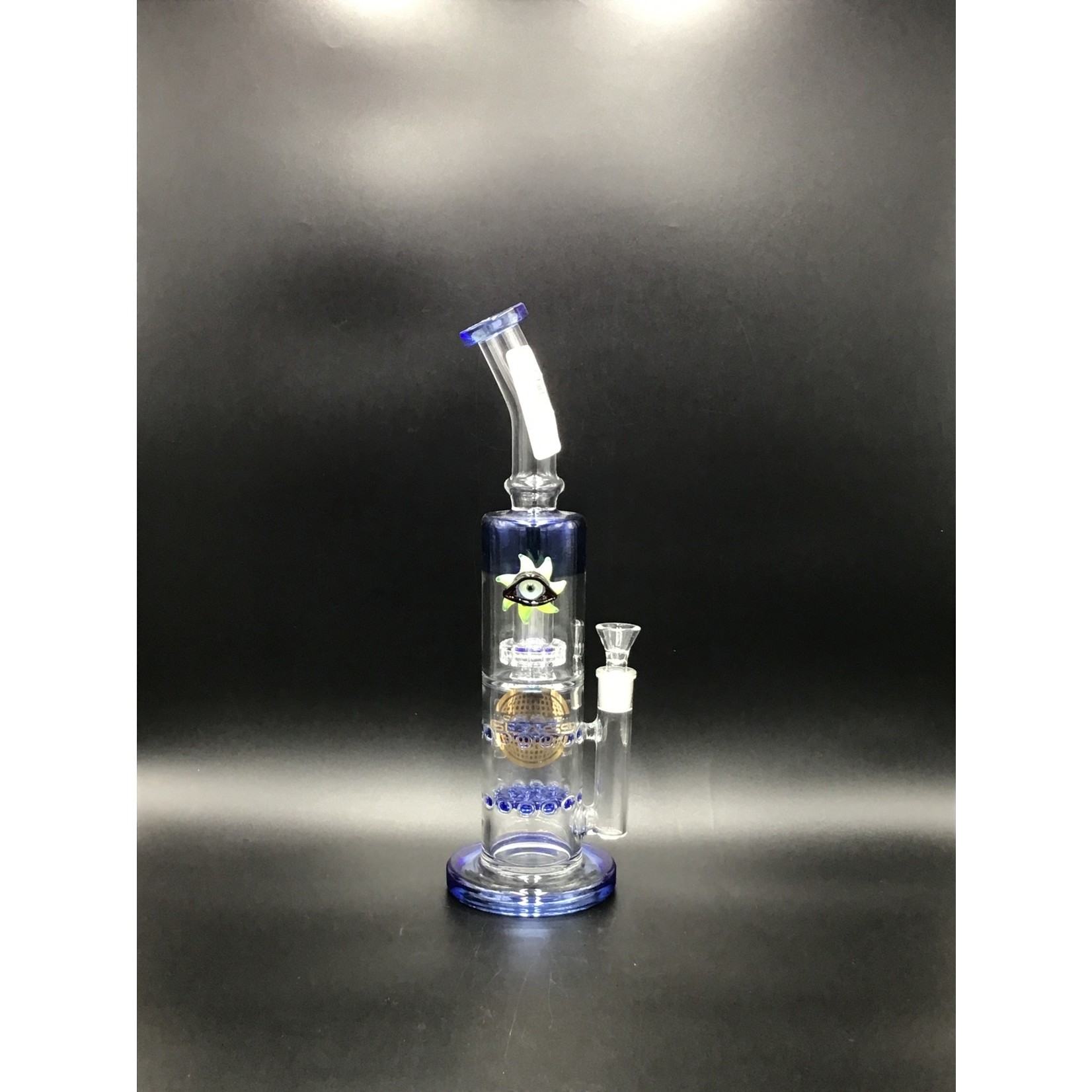 On Point Glass On Point Glass - 14" Eye Pendant Multi Perc Water Pipe - with 14M Bowl & 4mm Bange