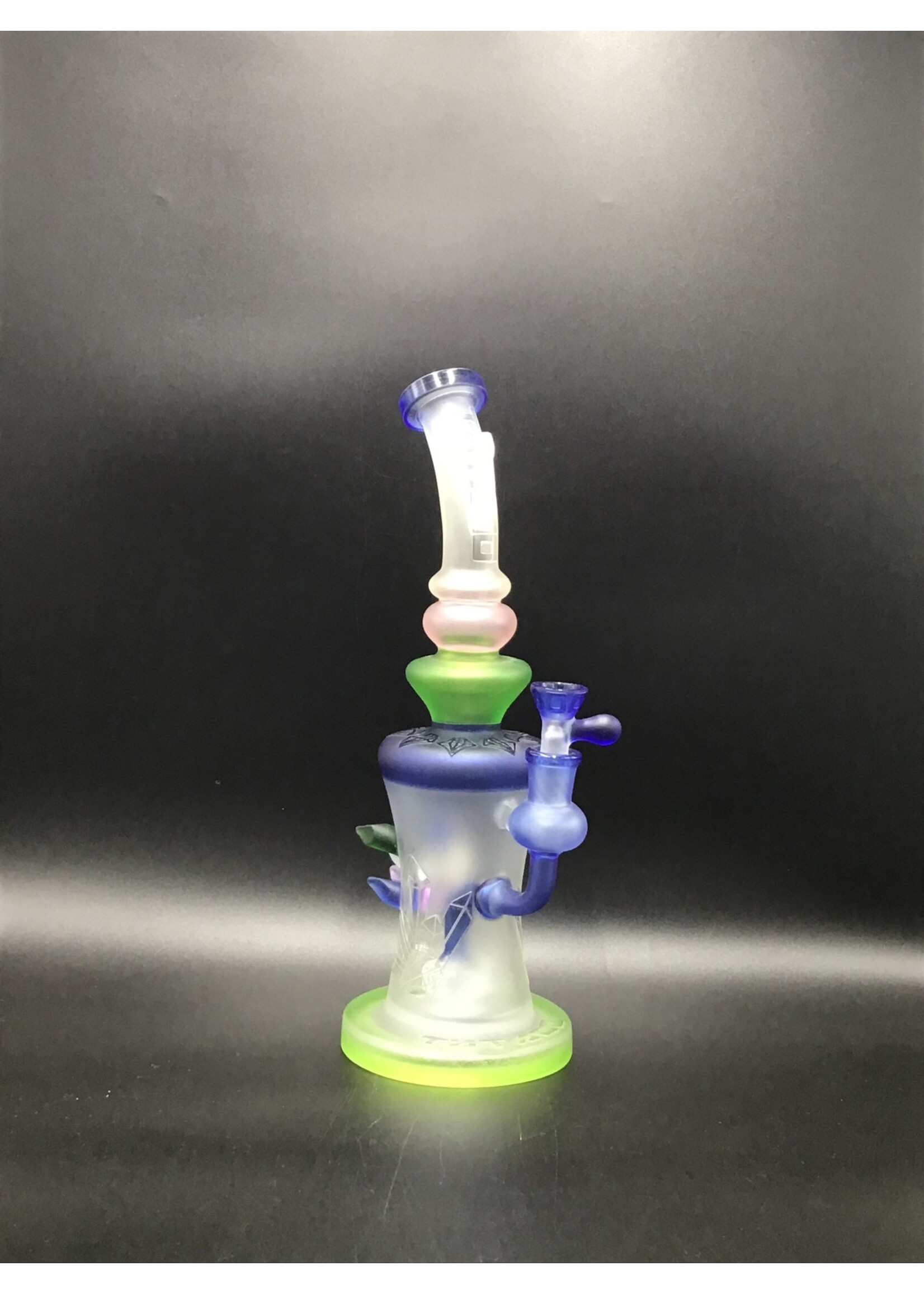 Tataoo TATAOO - 12" Sand Blasted Gemstone Big Rig Water Pipe - with 14M Bowl
