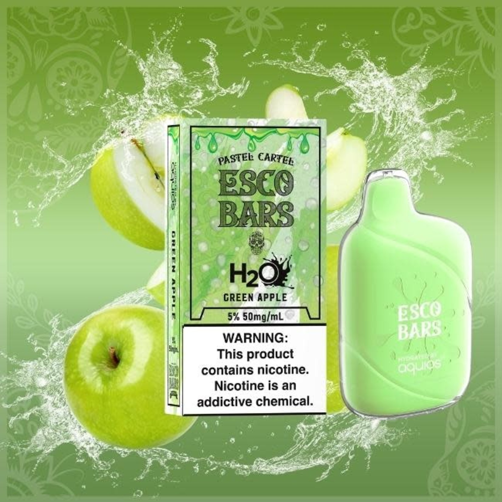 Esco Bars Esco Bars H2O 15ML 6000 Puffs 650mAh Prefilled Water Based Nicotine Salt Disposable Vape Device Hydrated by Aquios